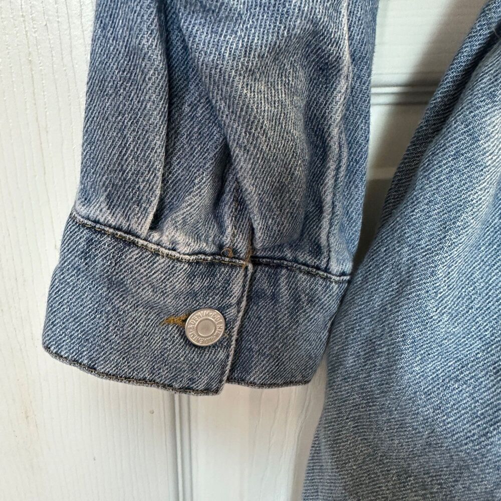 H & M Denim Chambray Shirt Dress L Vintage Boho Woven Belt Western Style - Picture 6 of 9